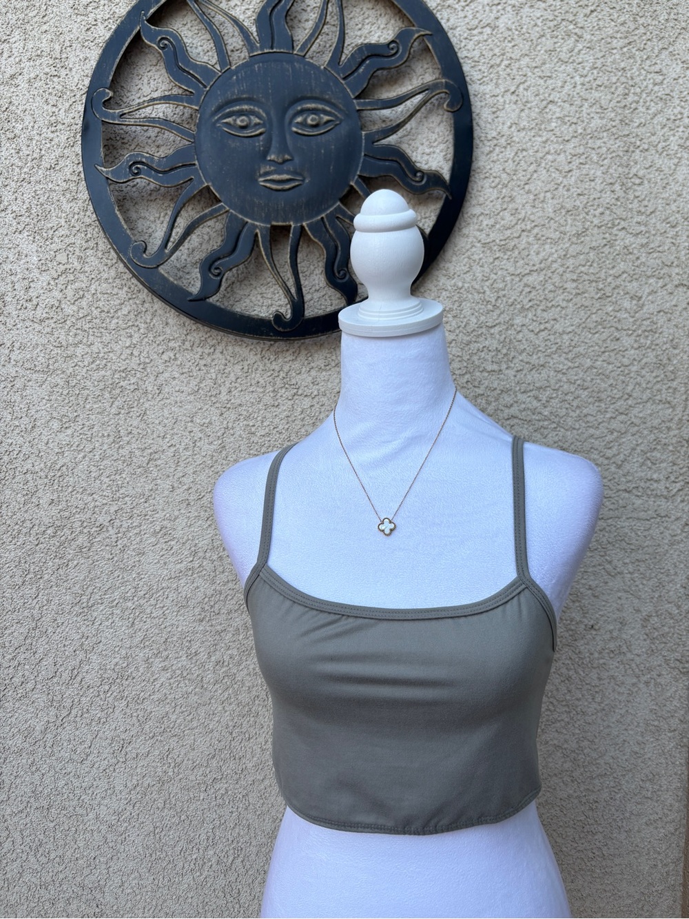 Jova Khaki Green Buttery Soft Unlined Bralette Crop Top Basic Layering